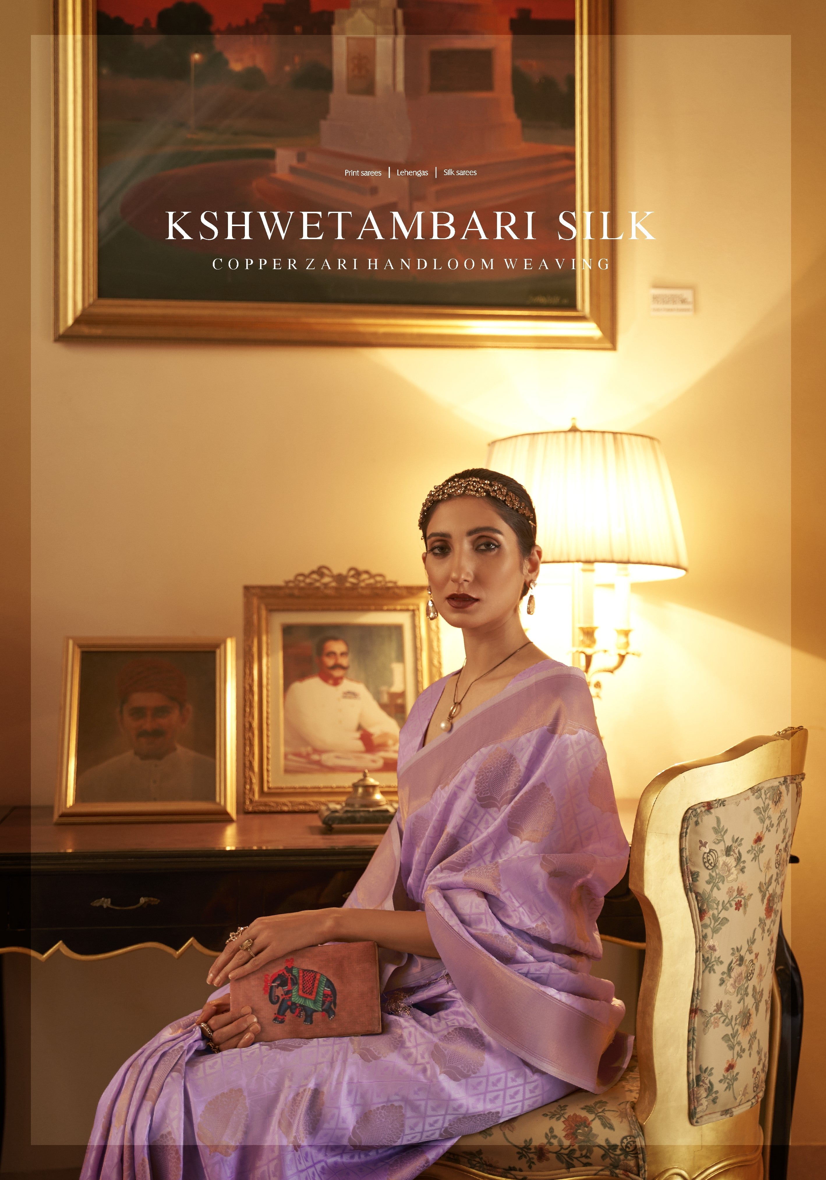 Premium Quality Kshwetambari Silk With Copper Zari Work Handloom Saree