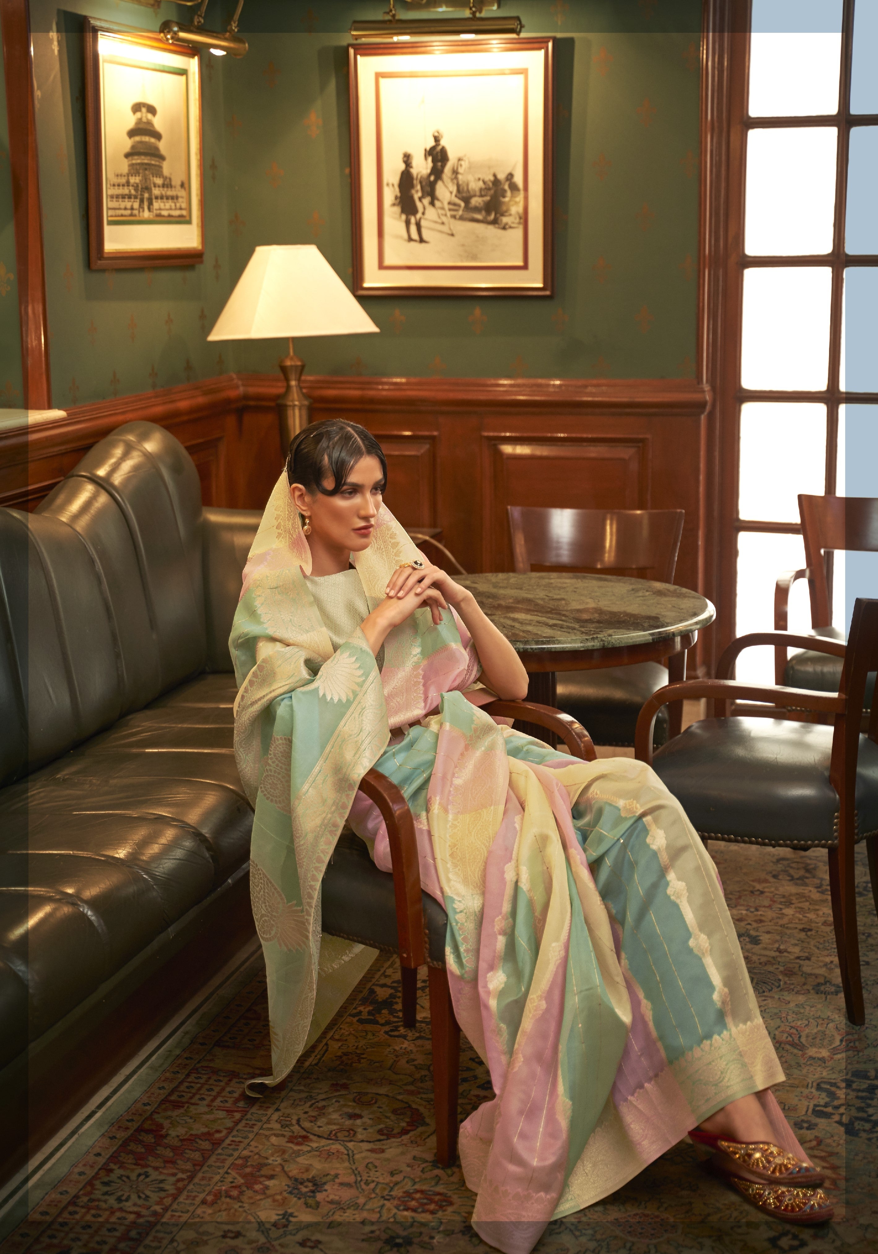 Premium Quality Kenzo Organza Sequins Fabric Saree