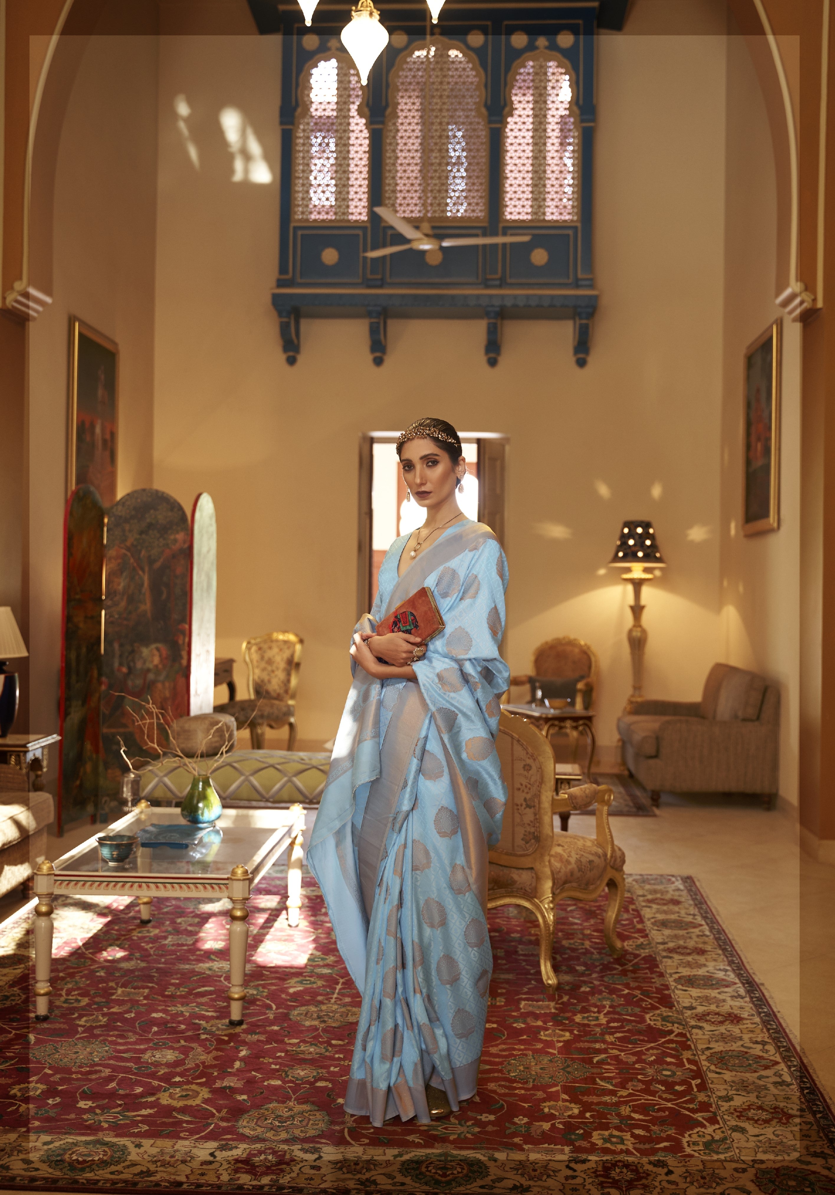 Premium Quality Kshwetambari Silk With Copper Zari Work Handloom Saree