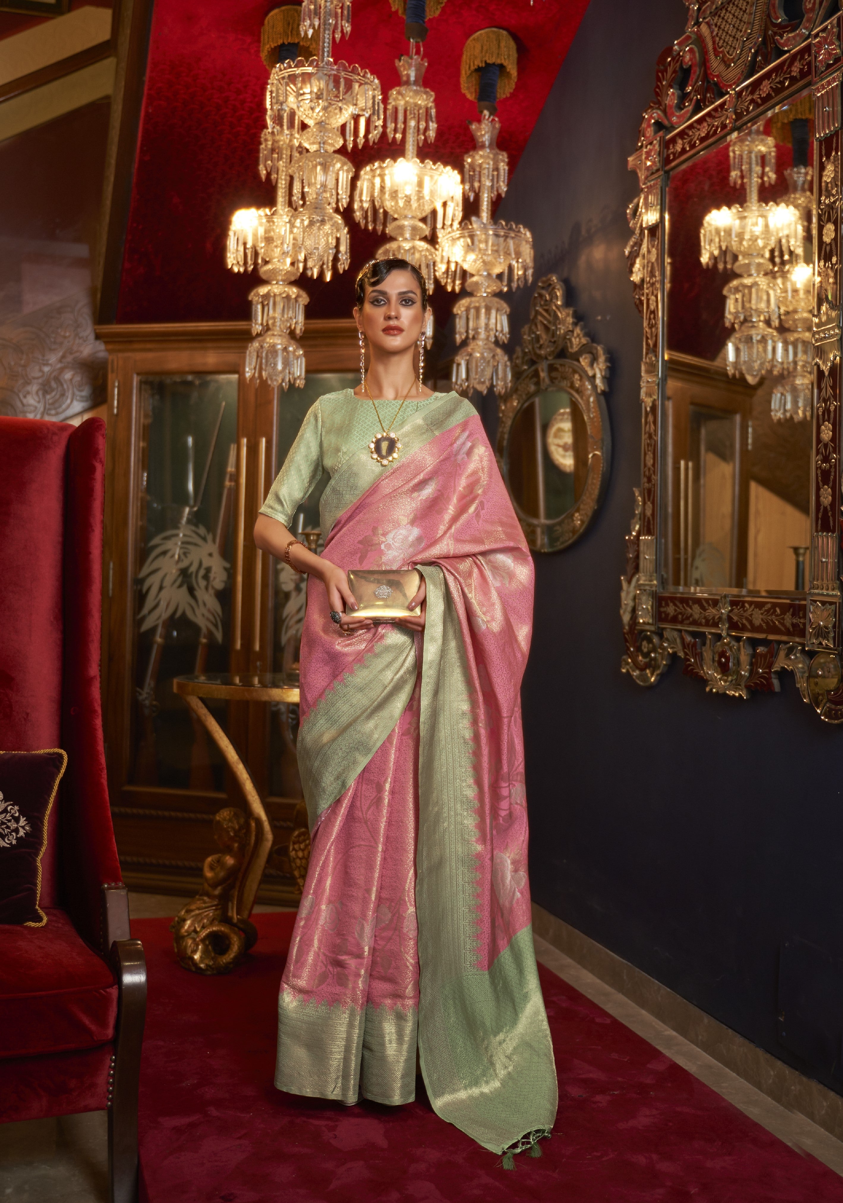 Premium Quality Kshimmer Silk Handloom Weaving Work Saree