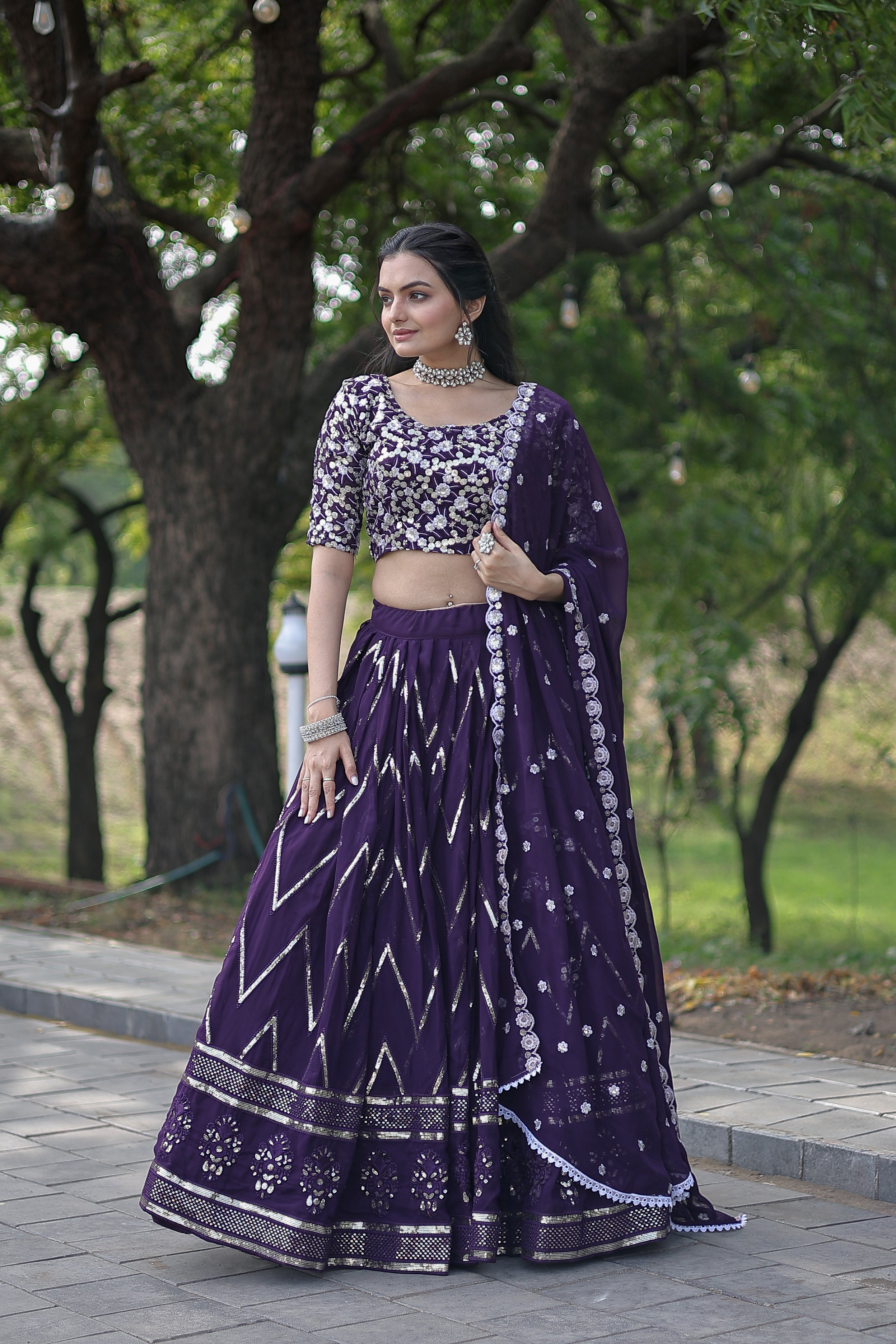 Faux Blooming With Sequins & Thread Embroidered work Lehnga Set