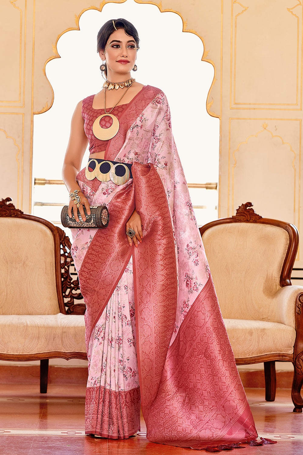 High Quality Printed Soft Silk Saree With Weaving Blouse