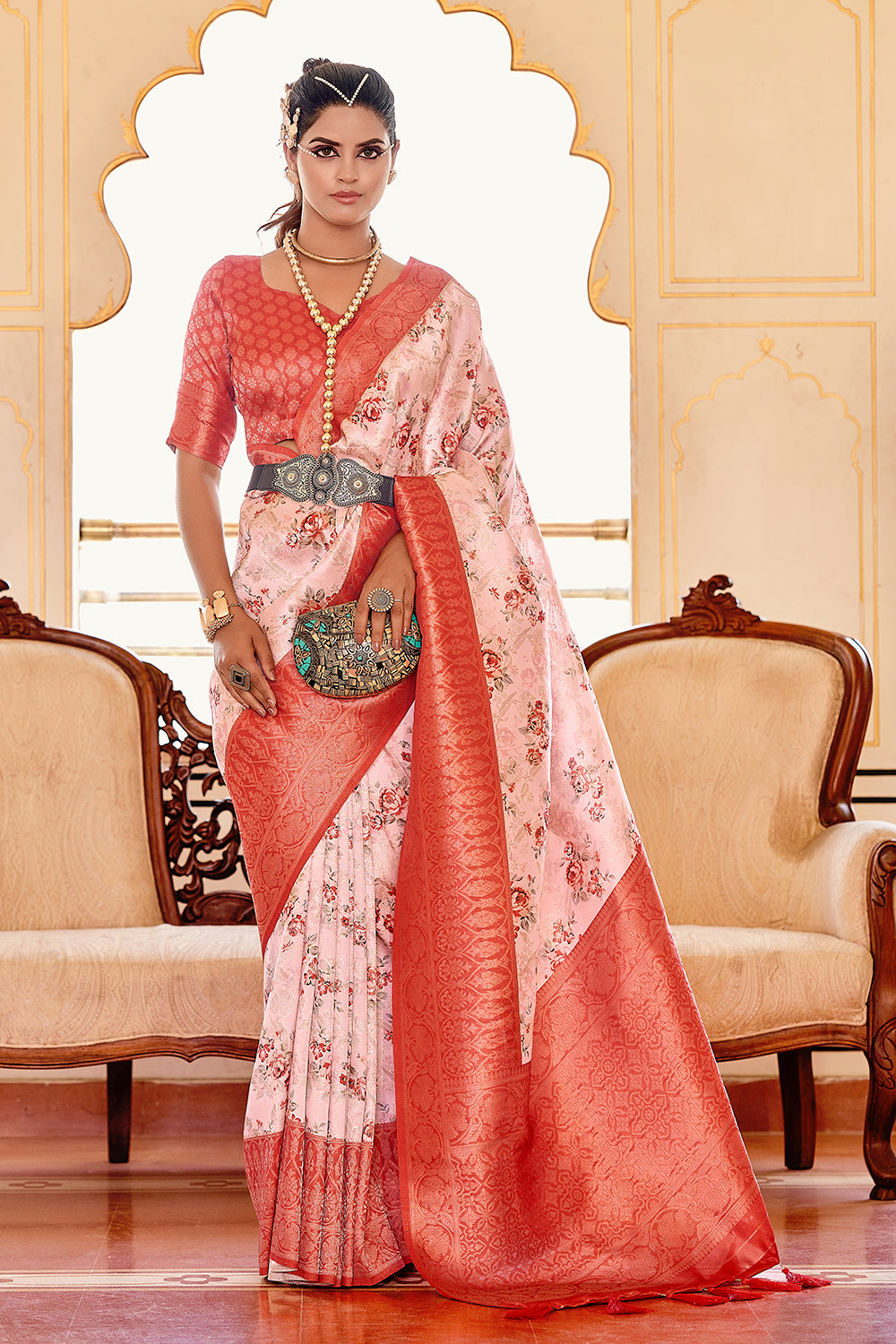 High Quality Printed Soft Silk Saree With Weaving Blouse