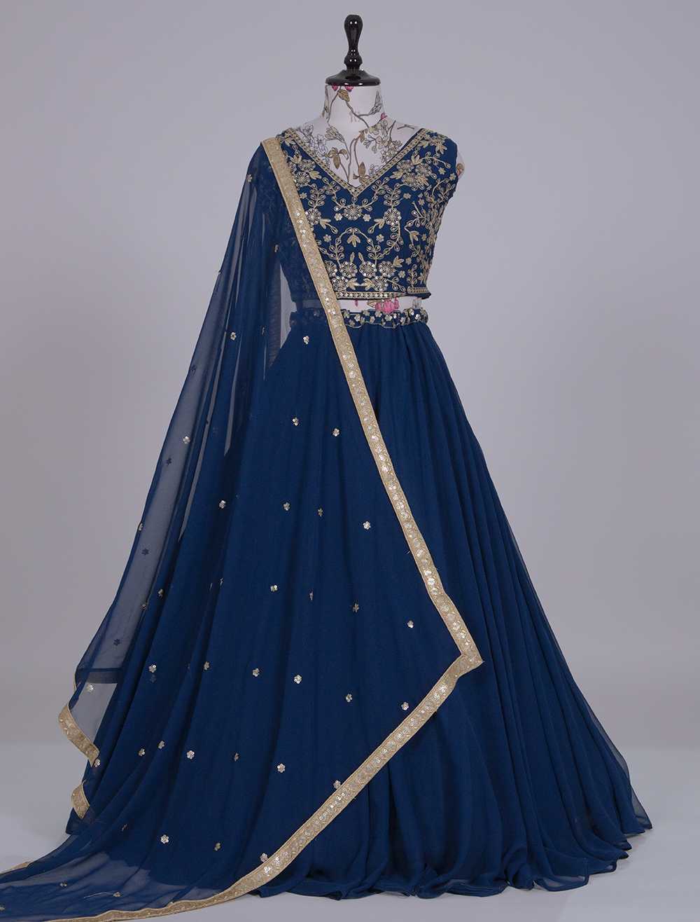 Georgette With Sequins and Thread Embroidered Lehenga Set