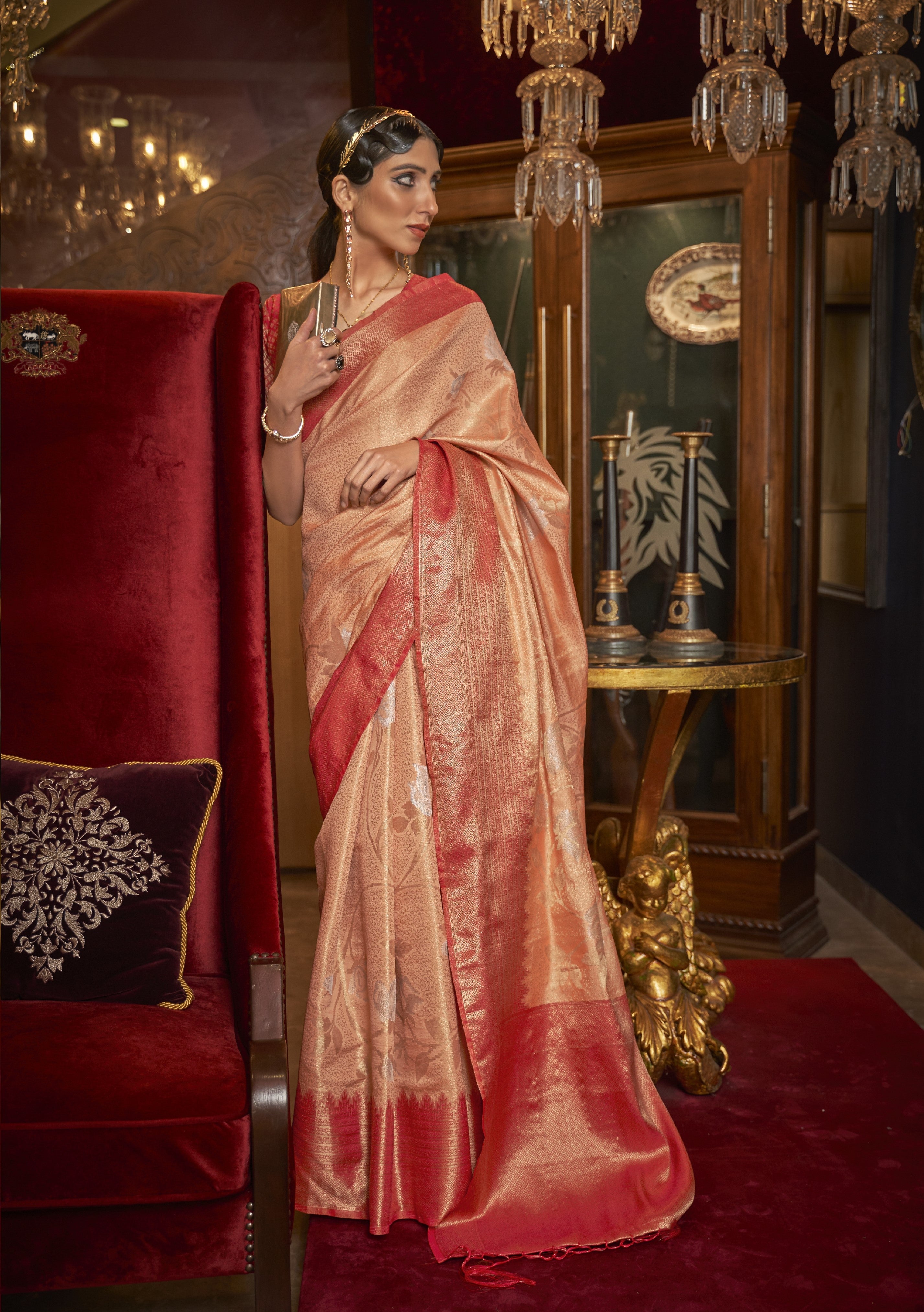 Premium Quality Kshimmer Silk Handloom Weaving Work Saree