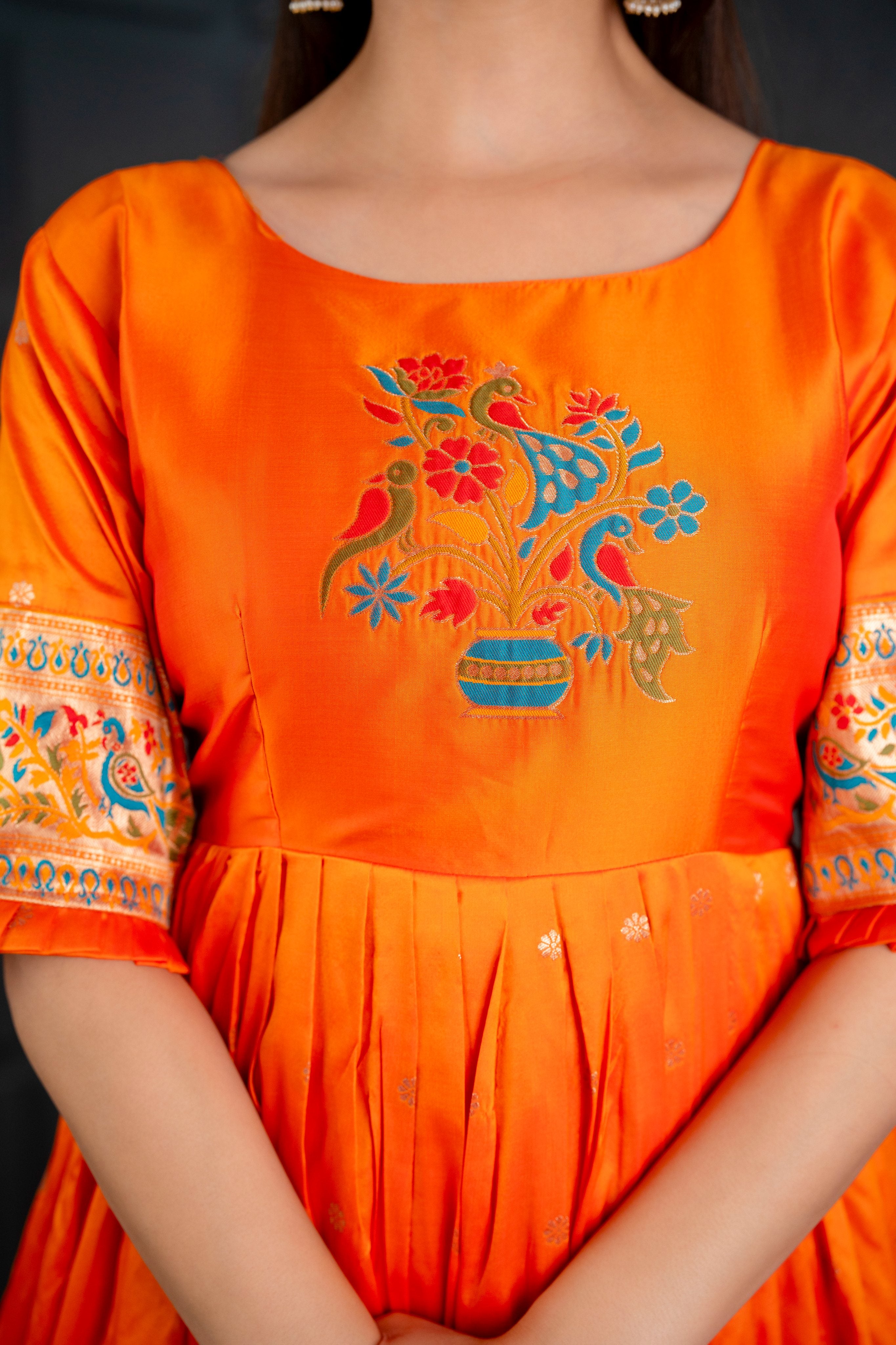 Banarasi Silk Gown with Weaving Zari Work
