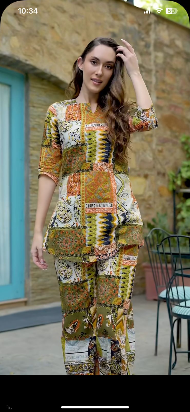 Organic Printed Green Cotton Blended Co-Ord set