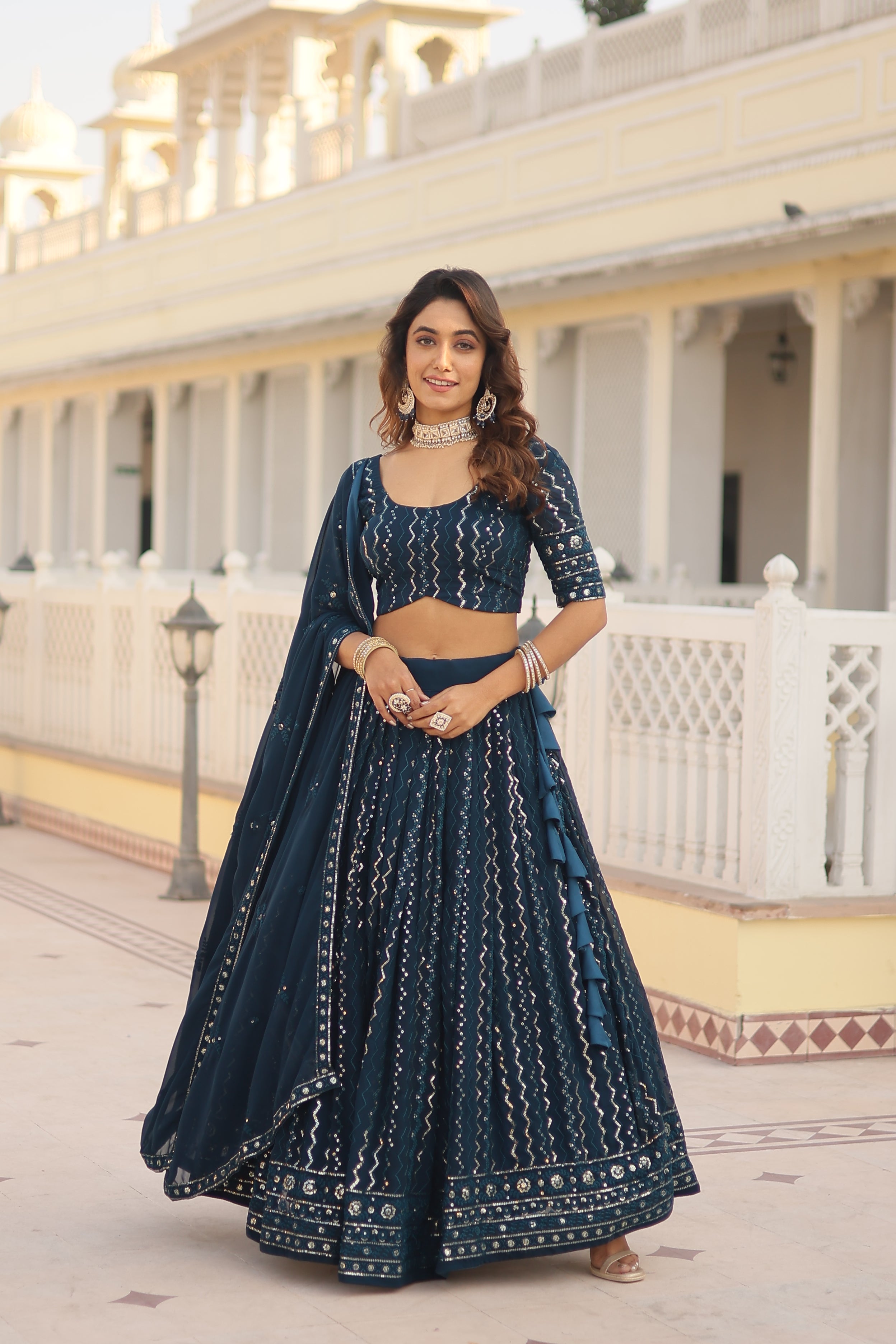 Faux Blooming With Heavy Sequins & Embroidered work Lehnga Choli