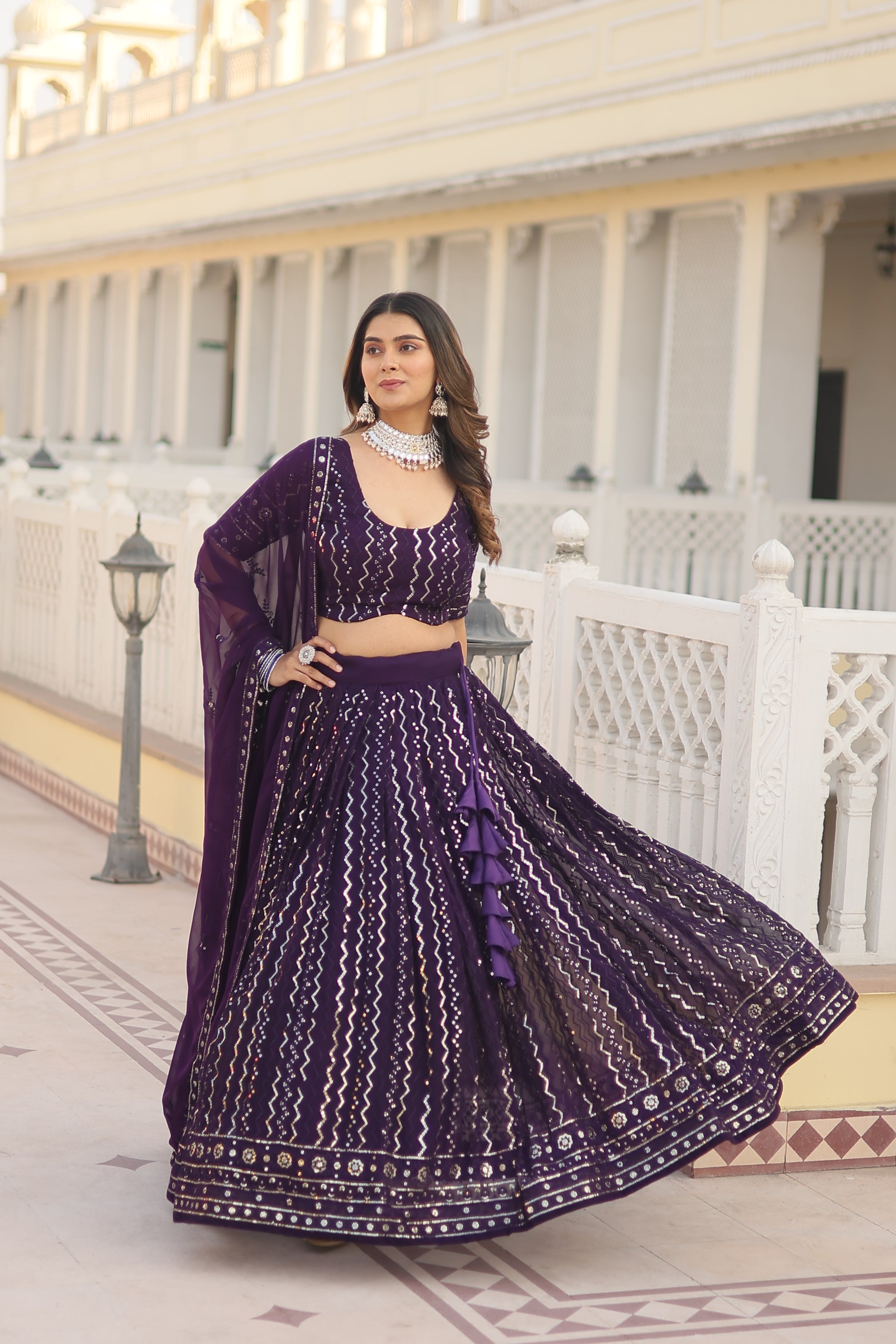 Faux Blooming With Heavy Sequins & Embroidered work Lehnga Choli