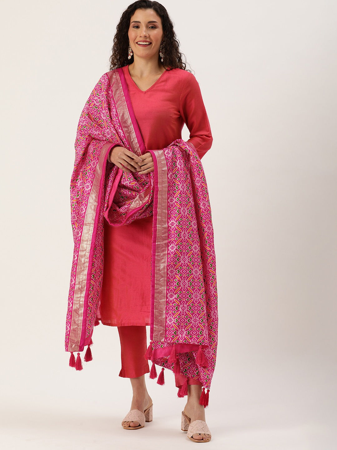 Tussar Silk Patola Print with Foil Work only Dupatta